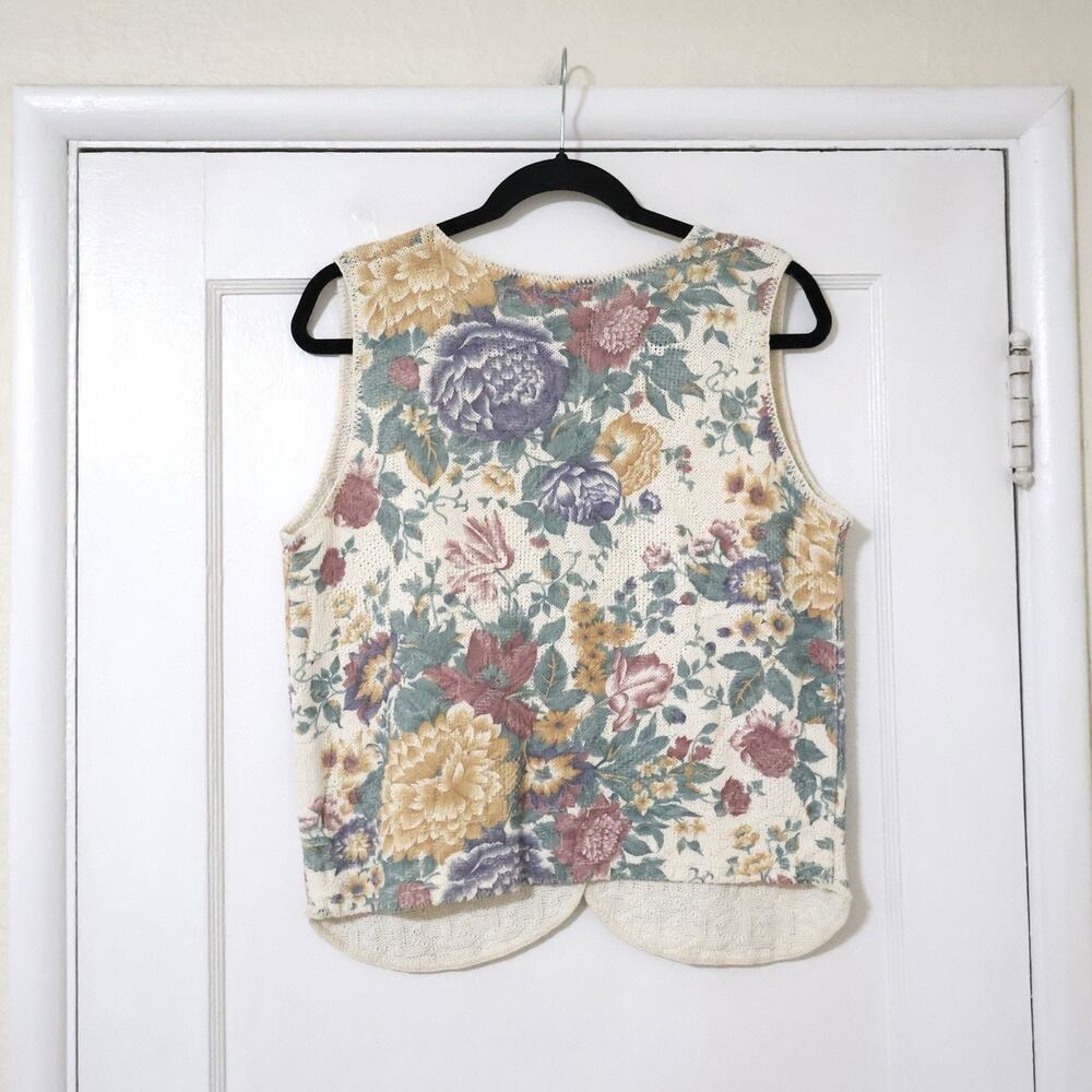 NWT Denim Republic Beige Floral Cotton Vest S Cottagecore Coquette Boho 80s - Picture 5 of 5